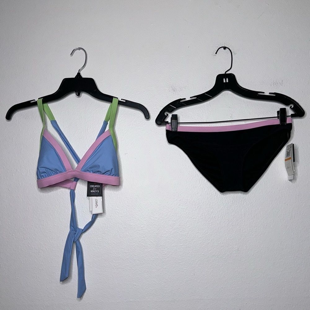 SALT + COVE X-Back Triangle Bikini Top & BINDING HIPSTER BIKINI BOTTOMS - Picture 8 of 16